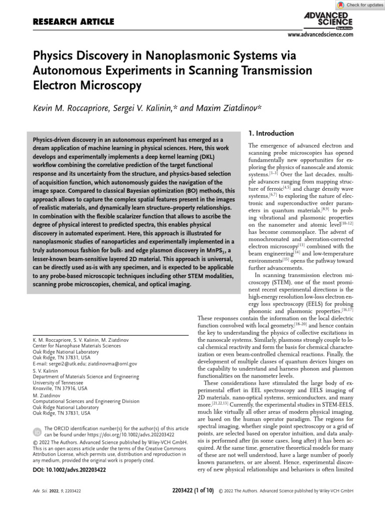 Autonomous Nanoplasmonic Discovery | PDF | Microscope | Transmission ...