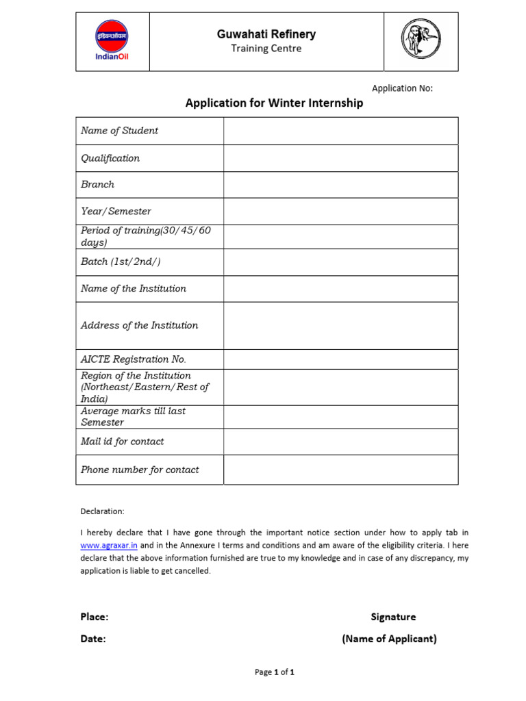 Winter internship application pdf finance money management