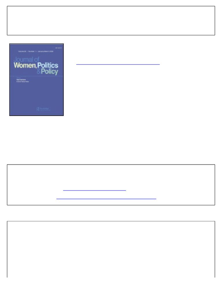 To Cite This Article: Joyce Gelb (2011) Men in Politics: Patterns of ...