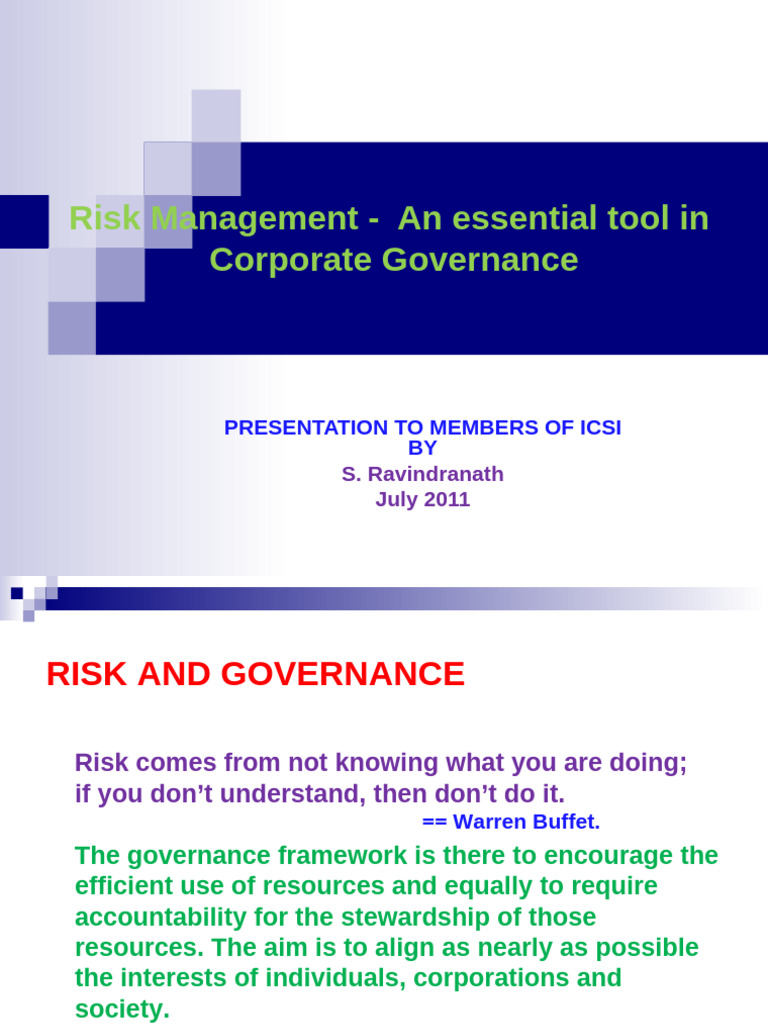 Risk Management in Corporate Governance | PDF | Governance | Risk ...
