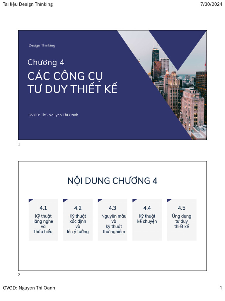Tư duy thiết kế, ftu, design thinking Chương 4. Các công cụ Tư duy ...