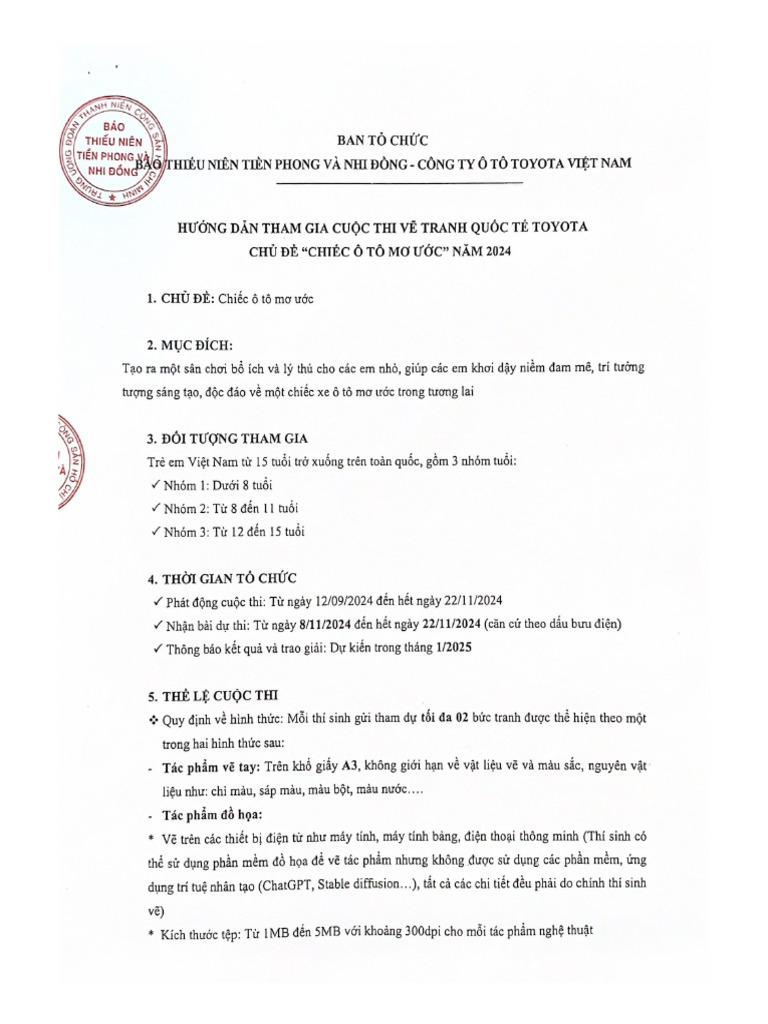 The le cuoc thi ve tranh chu de chiec o to mo uoc pdf