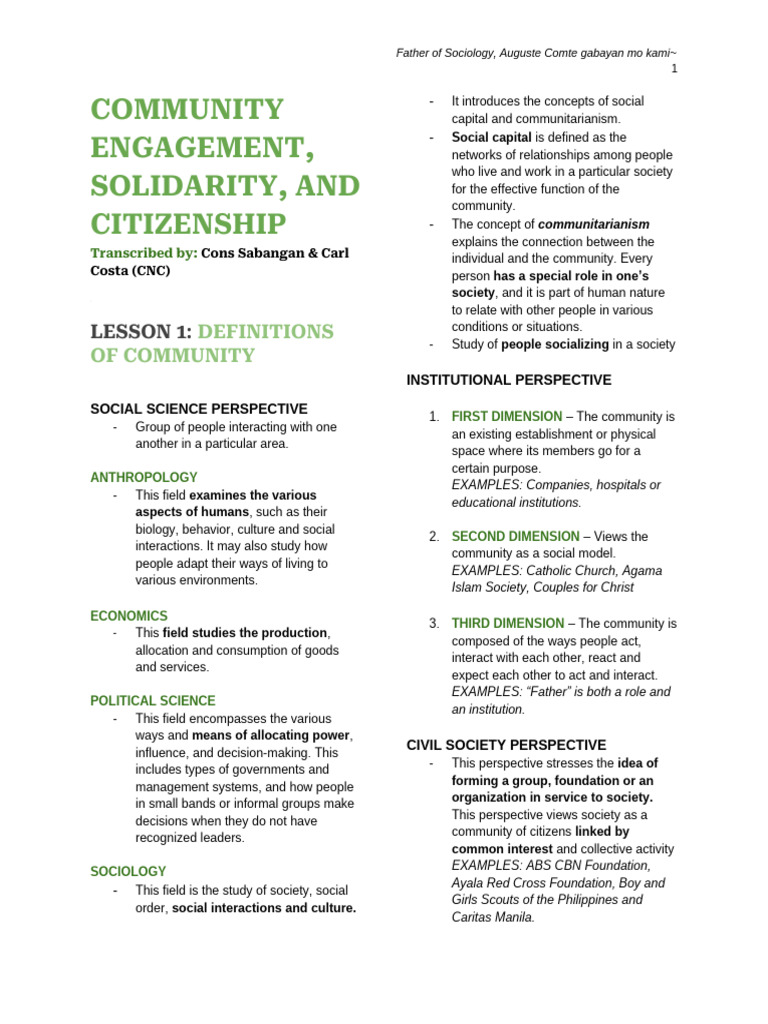 Cesc Reviewer q1 | PDF | Naturalization | Community
