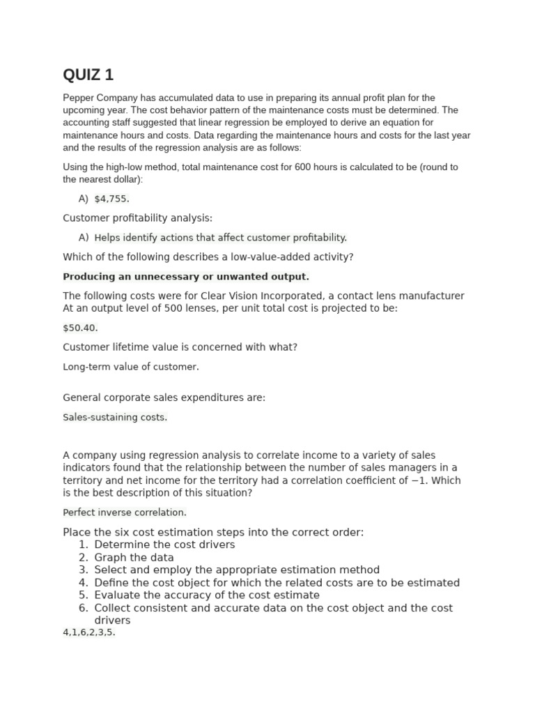 Cost Behavior and Estimation Methods | PDF | Regression Analysis ...