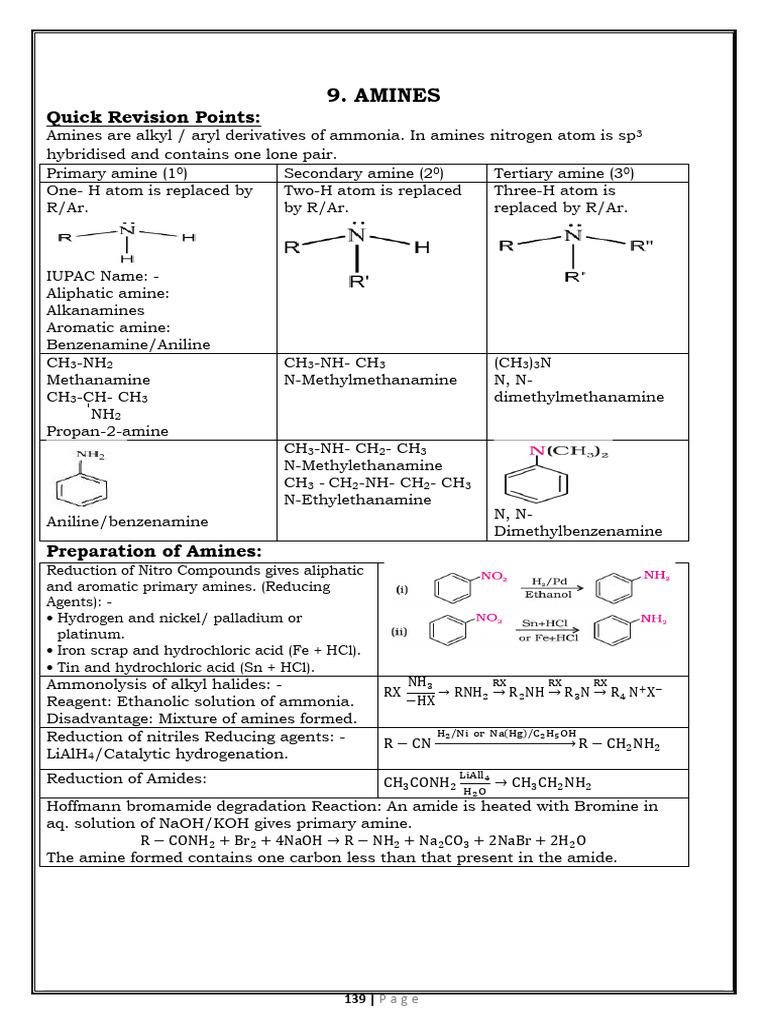 Understanding Amines: Types and Reactions | PDF | Amine | Chemical ...