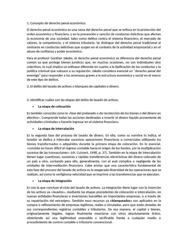 Derecho Penal Económico y Lavado de Activos | PDF | Lavado de dinero ...