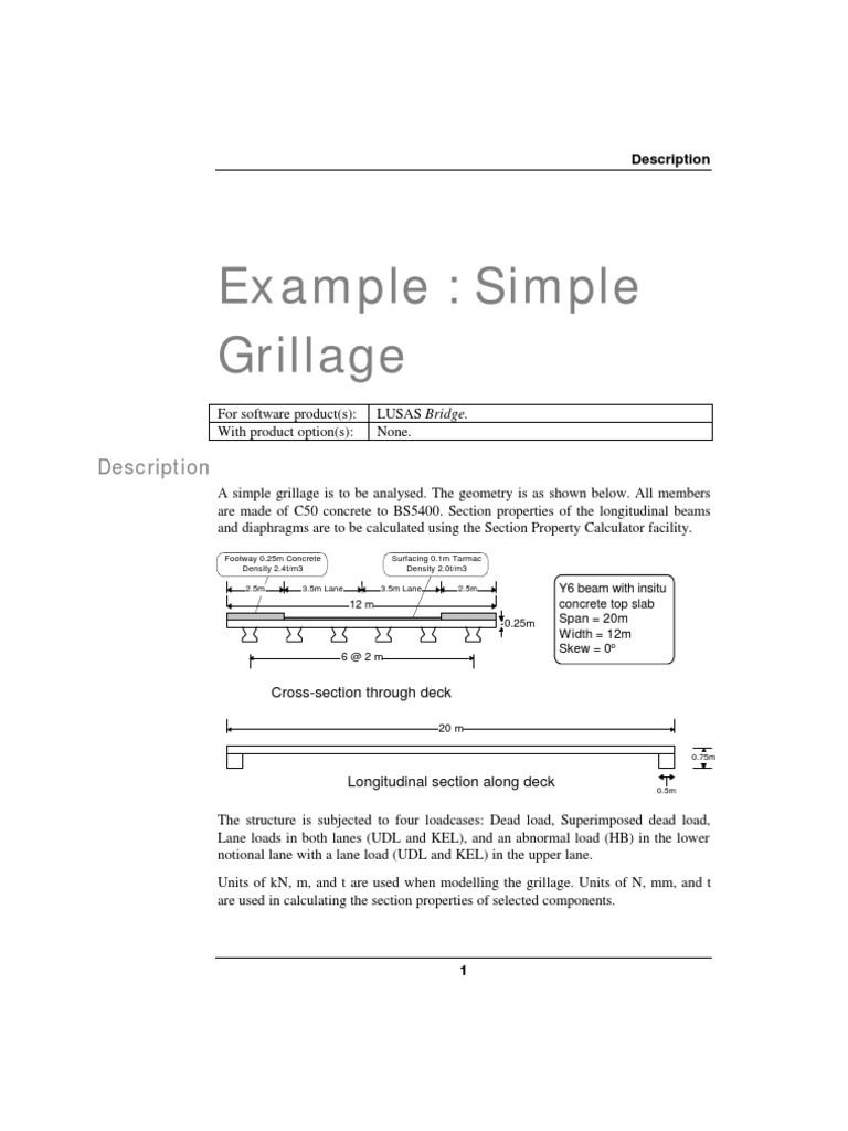 Example: Simple Grillage: Description | PDF | Bending | Structural Load