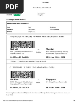 Linus Kemboi-Flight Itinerary