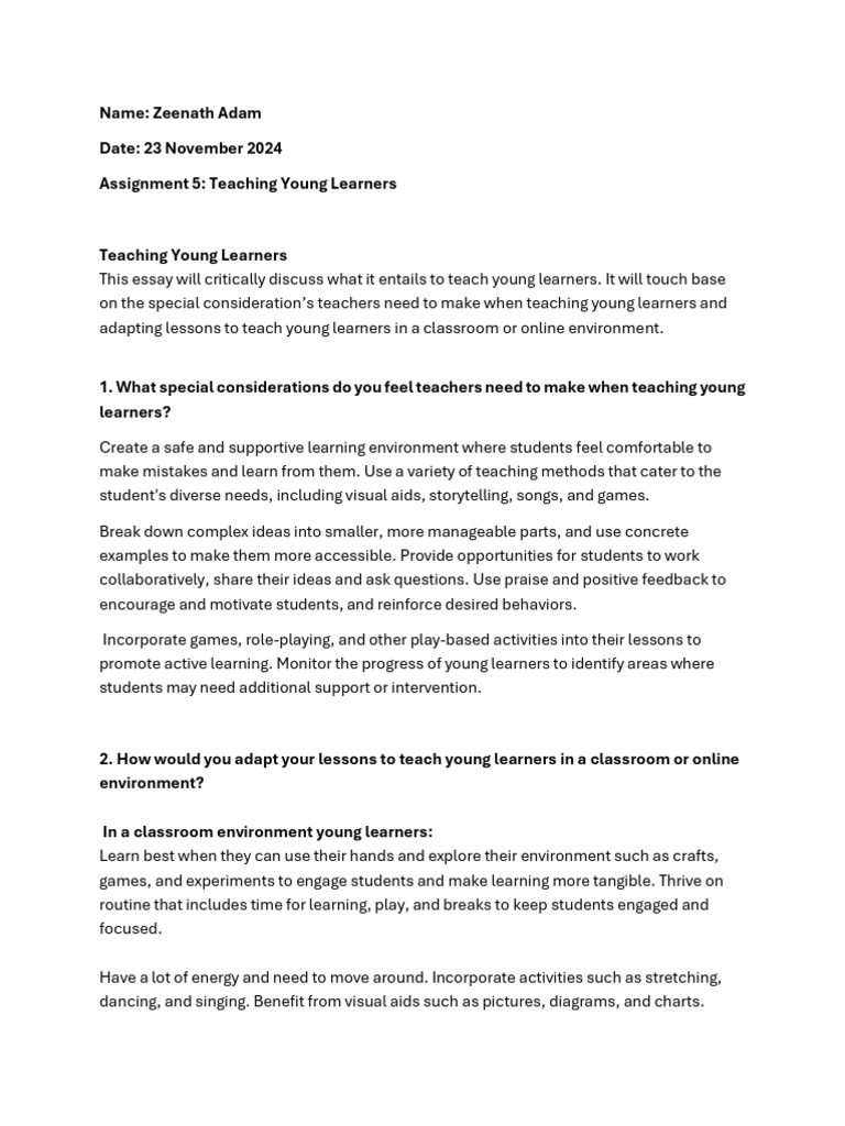 Strategies for Teaching Young Learners | PDF | Learning | Teaching Method