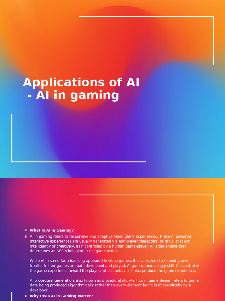 Applications of AI - AI in Gaming | PDF | Artificial Intelligence ...
