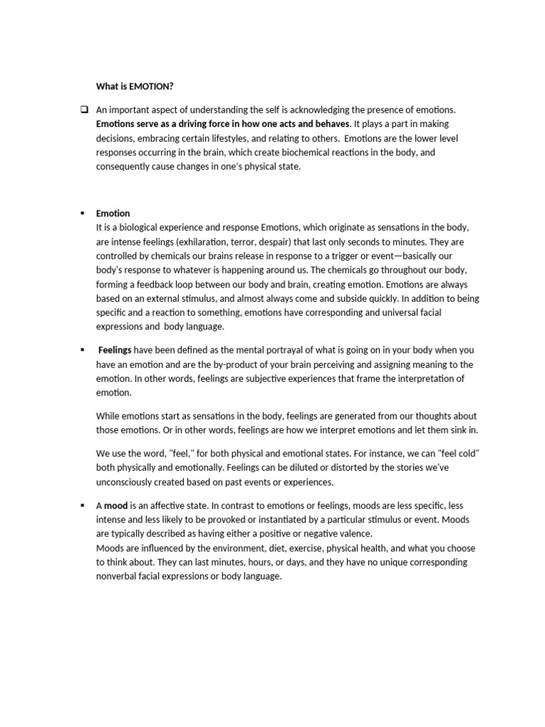 Understanding Emotions and Feelings | PDF | Emotions | Mental Health