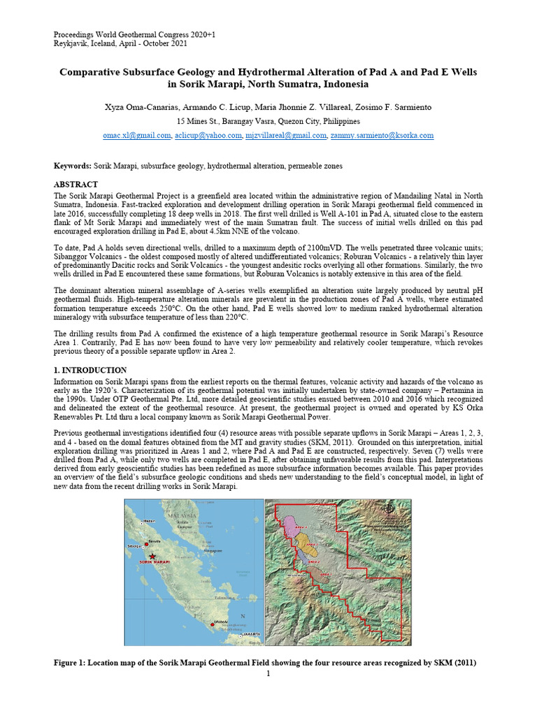 Comparative Subsurface Geology and Hydrothermal Alteration of Pad A and ...