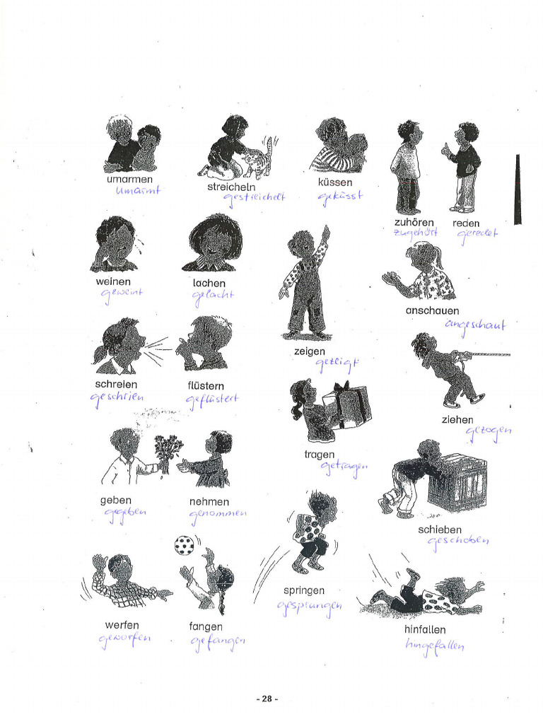 Verben Mit Bildern Infinitiv partizip II L sungen PDF