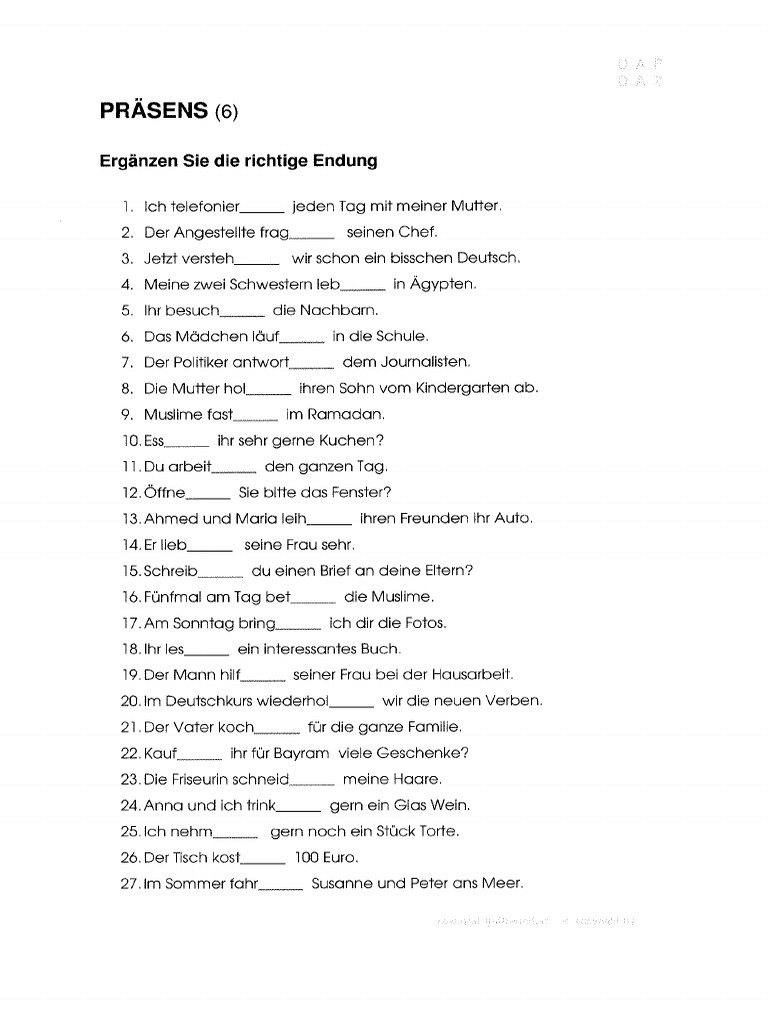 Pr sens Konjugation 6 PDF