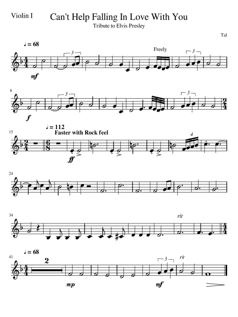 Violin Sheet Music: Can't Help Falling In Love | PDF