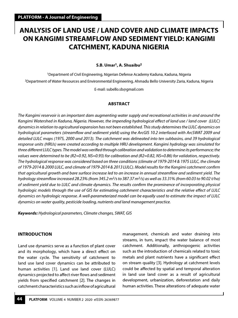 Analysis of Land Use / Land Cover and Climate Impacts On Kangimi ...