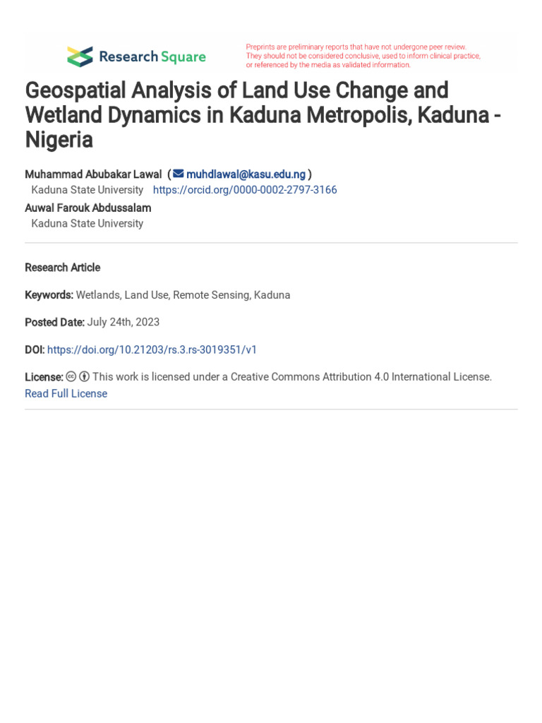 Geospatial Analysis of Land Use Change and Wetland | PDF | Wetland ...