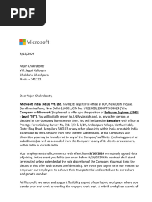 Arjun Chakraborty Offer Cum Joining Letter-Microsoft