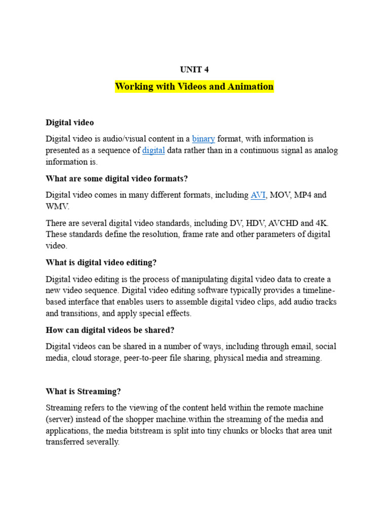 Amt Unit 4 | PDF | Digital Video | 3 D Computer Graphics
