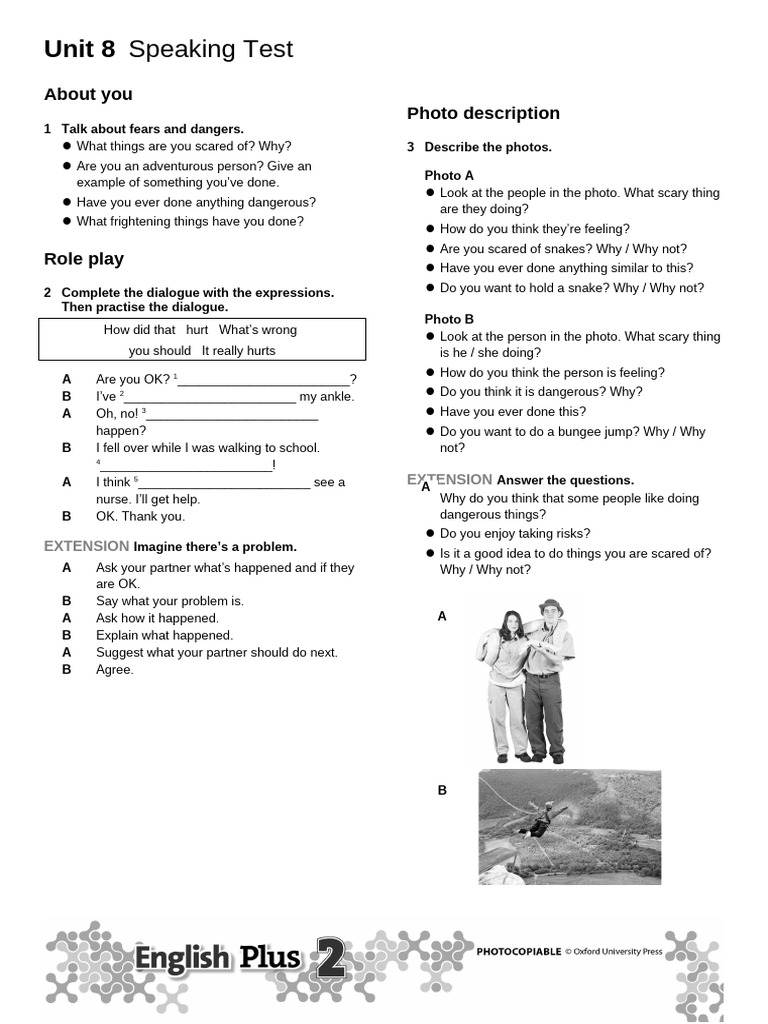 Unit 8 Speaking Test | PDF