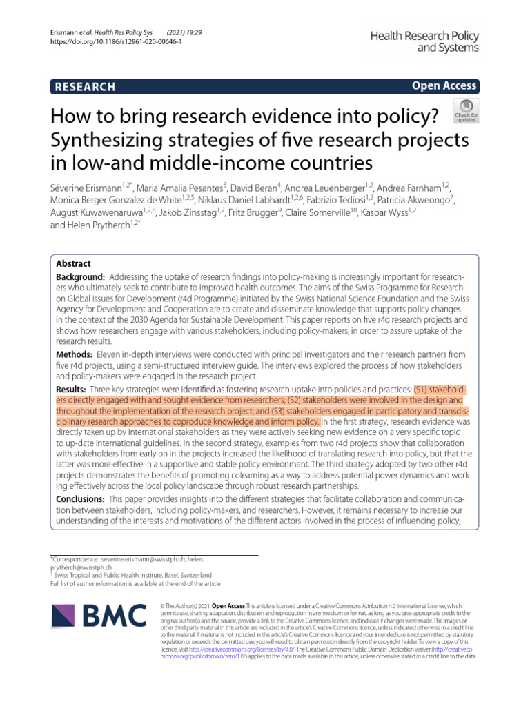 How To Bring Research Evidence Into Policy | PDF | Policy | Creative ...