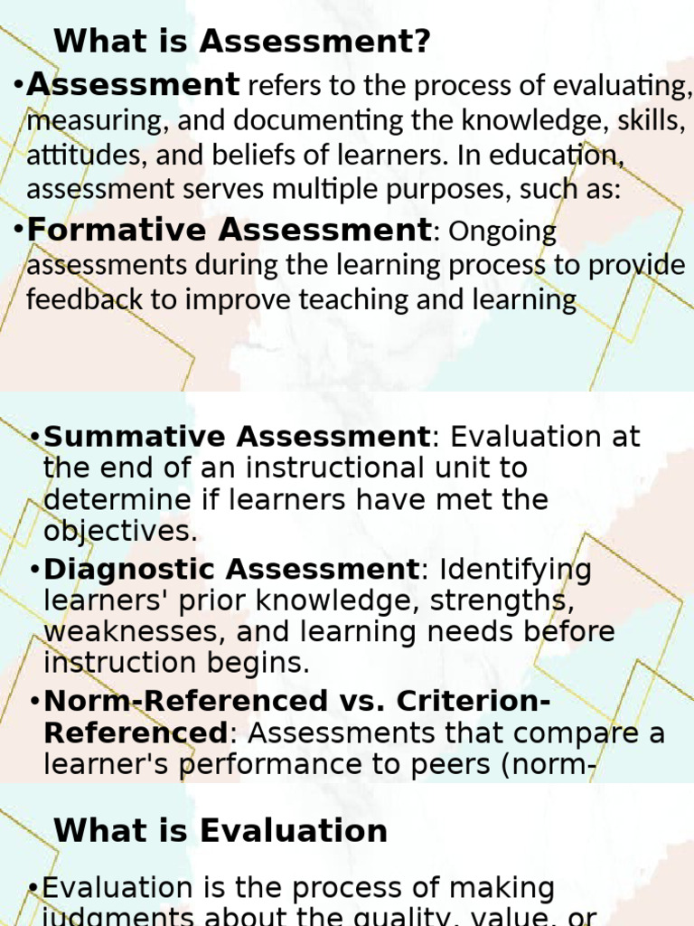 Understanding Assessment and Evaluation | PDF | Educational Assessment ...