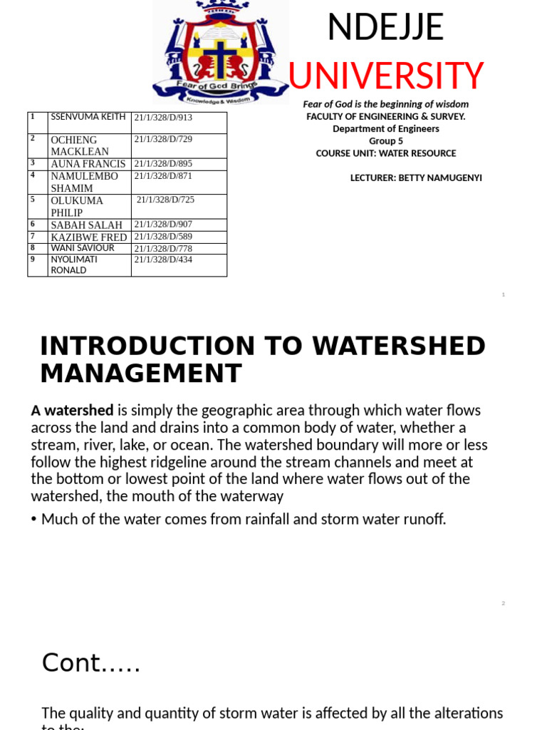 Watershed Management 1 1 | PDF | Drainage Basin | Surface Runoff
