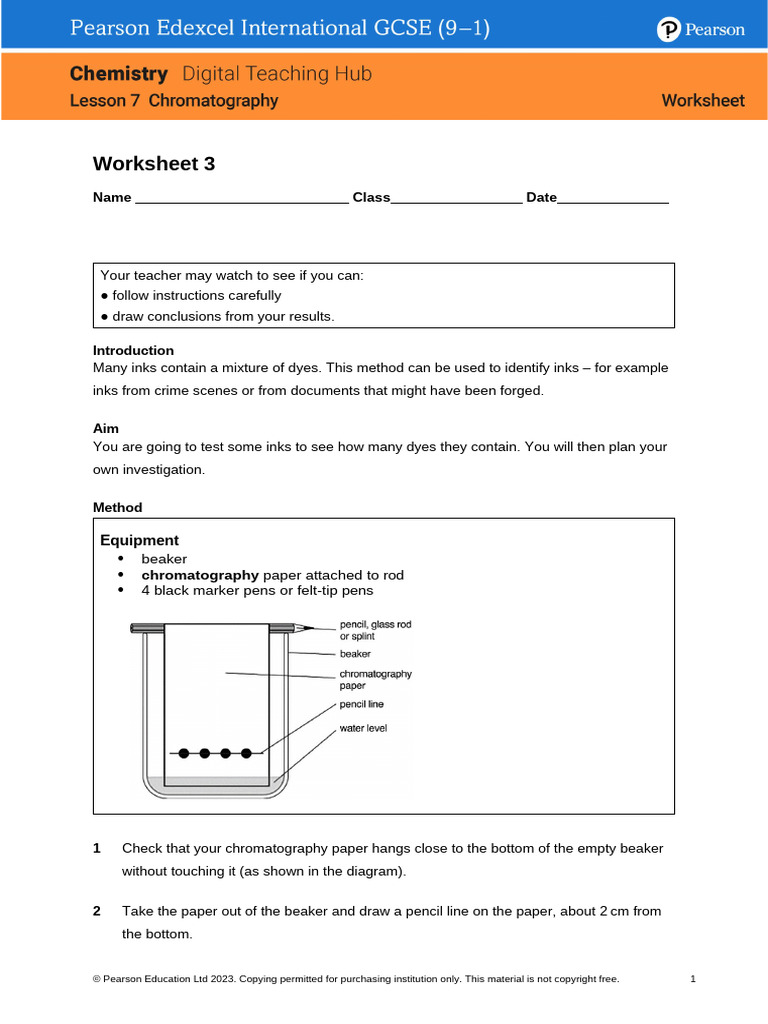 IG Chemistry Lesson07 Worksheet 03 | PDF | Ink | Pencil