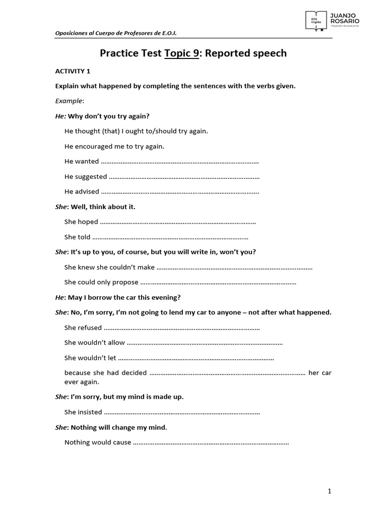 19th Oct - Practice Test Topic 9 | PDF