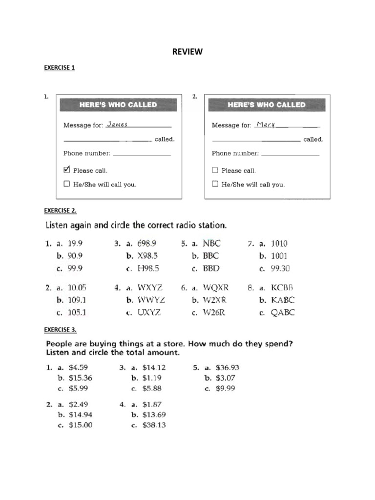 Listening and Comprehension Exercises | PDF | Language Arts ...