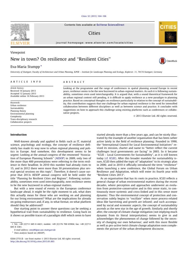 Urban Resilience in Planning Practice | PDF | Ecological Resilience ...