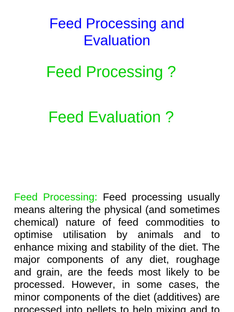 Fedd Processing and Evaluation 1 | PDF | Hay | Fodder