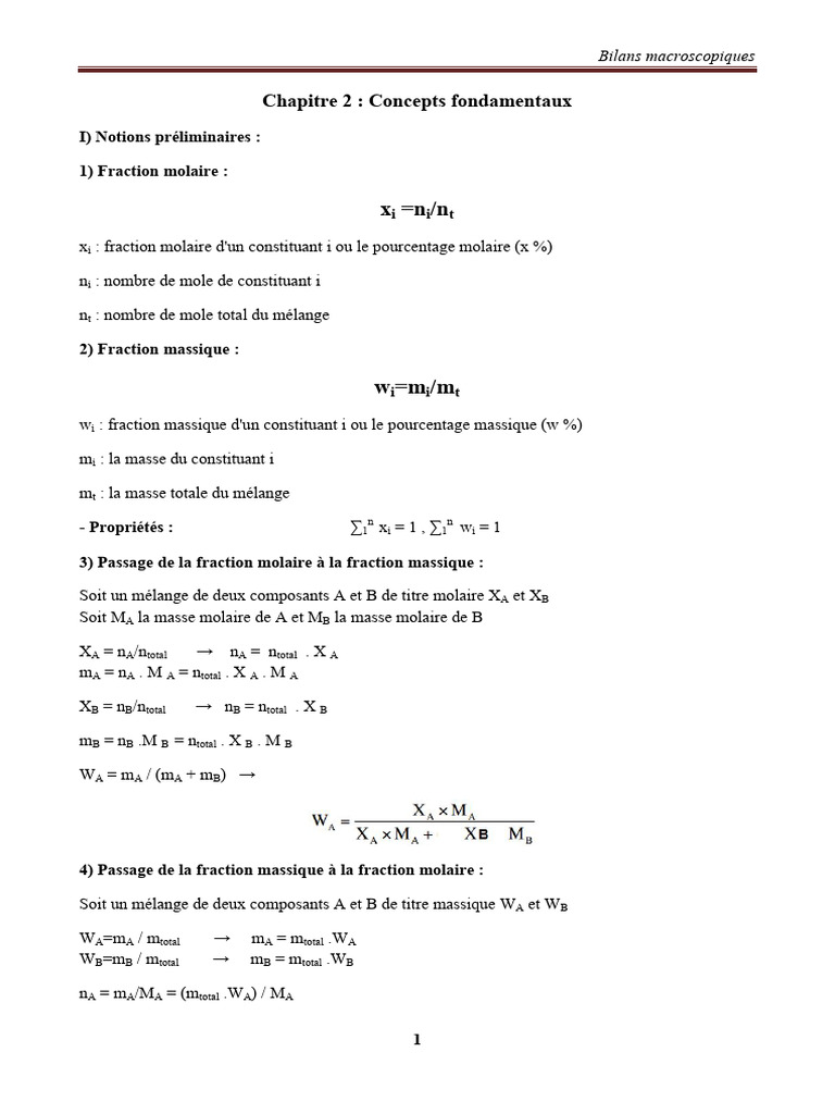 Bilans de matière et enthalpie en procédés | PDF | Réactions chimiques ...