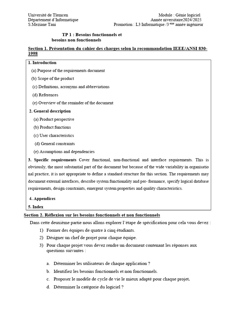 TP1 : Spécifications Logiciel 2025 | PDF | Logiciel | Informatique