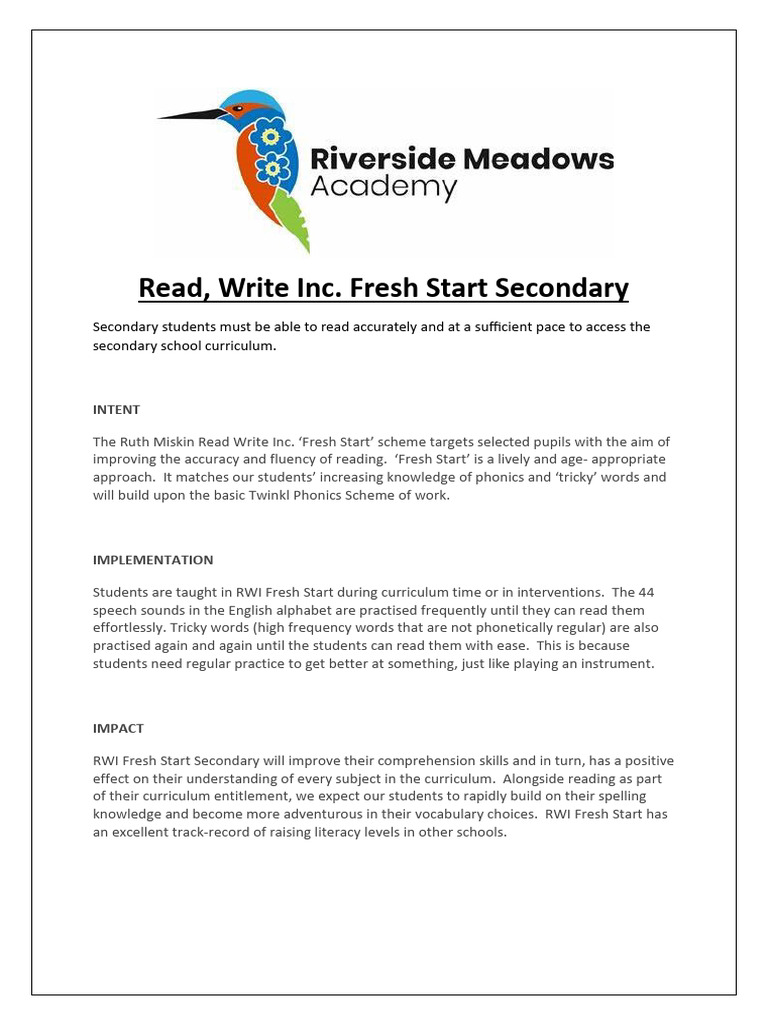 Read Write Inc Fresh Start Secondary.311506827 | PDF