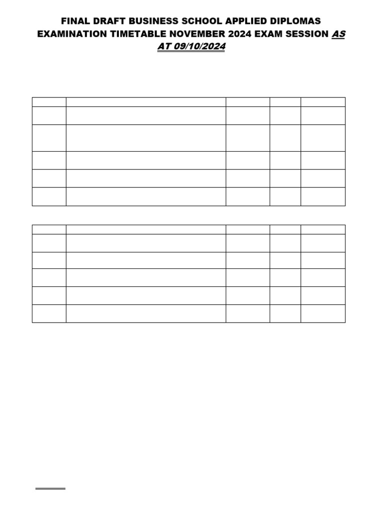 Final Draft Applied Diplomas November 2024 Exam Timetable 1 | PDF ...