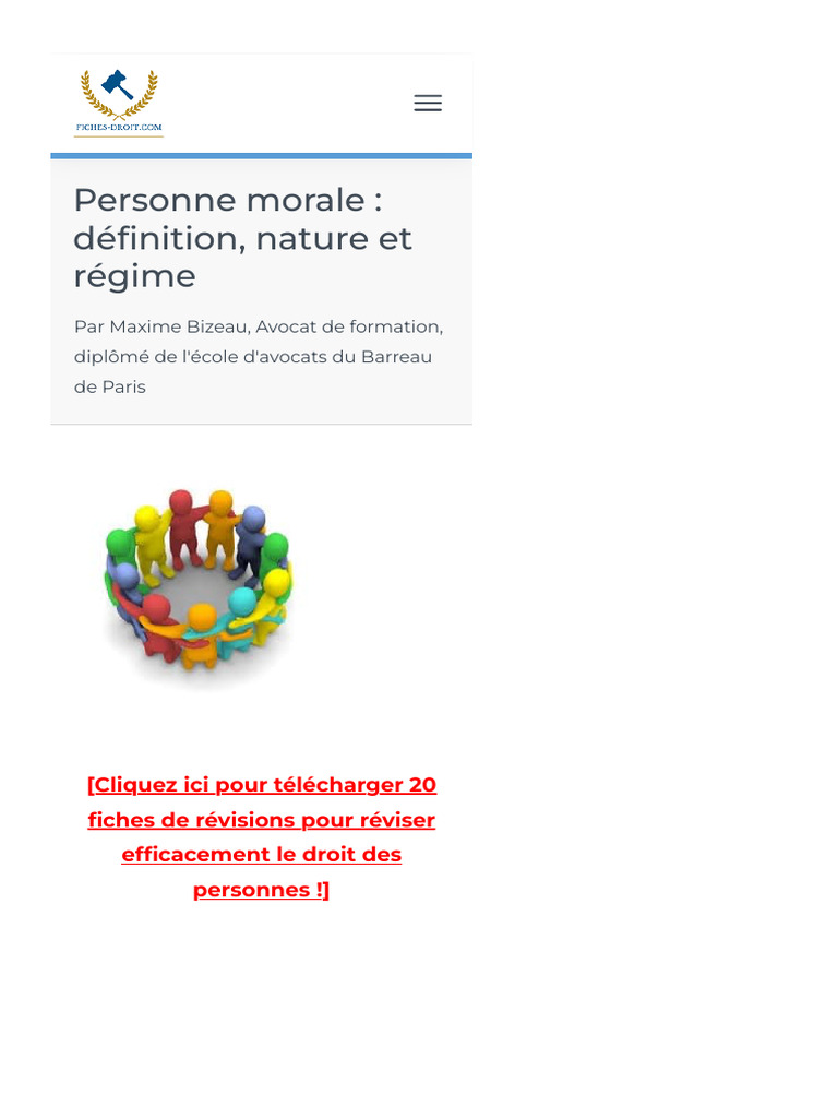 Définition et nature de la personne morale | PDF | Justice | Crime et ...