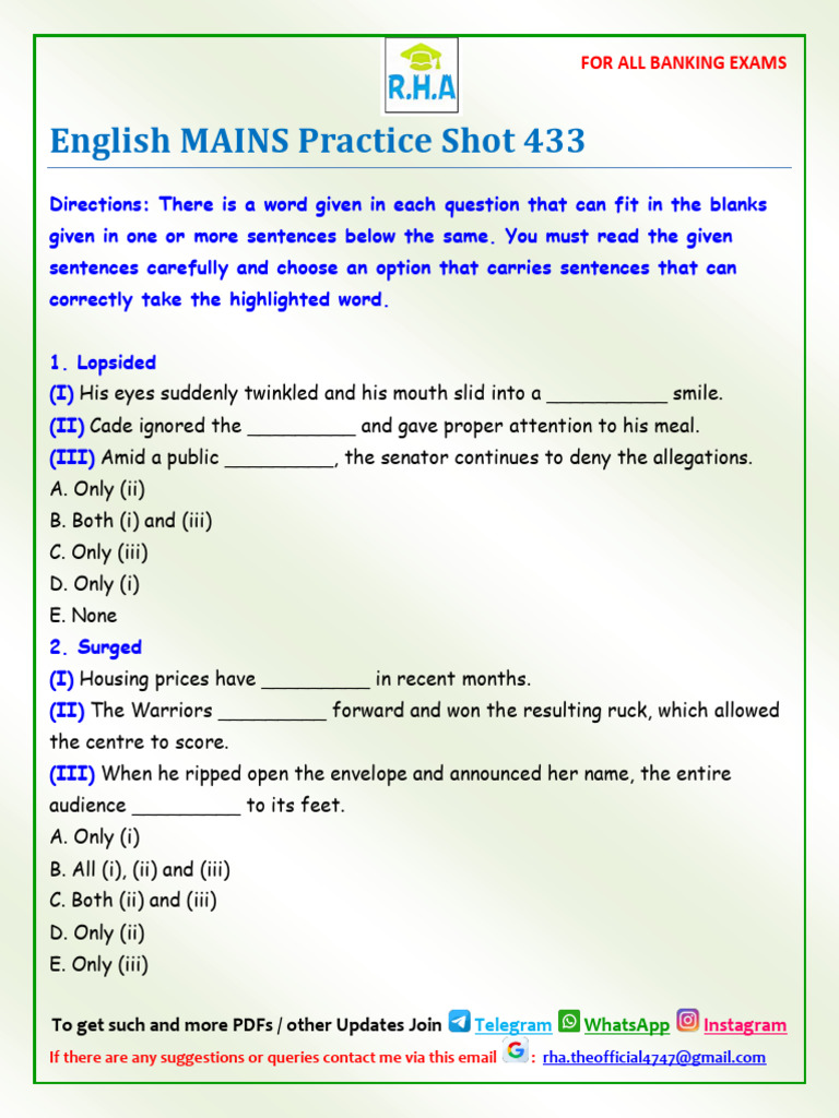 English MAINS Practice Shot 433 | PDF | Social Science | Language Arts ...