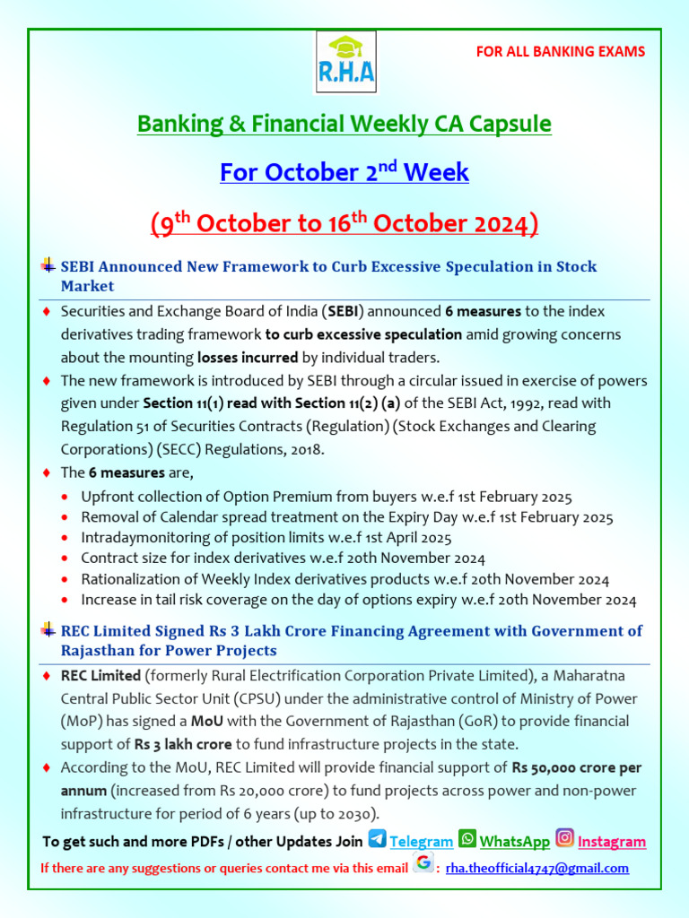 Banking & Finance Updates: October 2024 | PDF | Banks | Private Sector