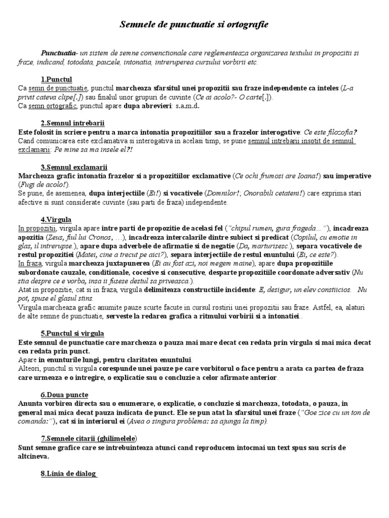 Semnele De Punctuatie Si Ortografie
