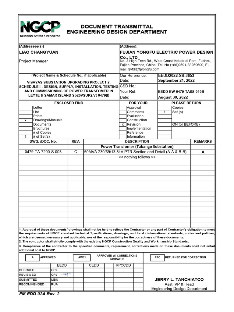 Power Transformer Design Approval Document | PDF