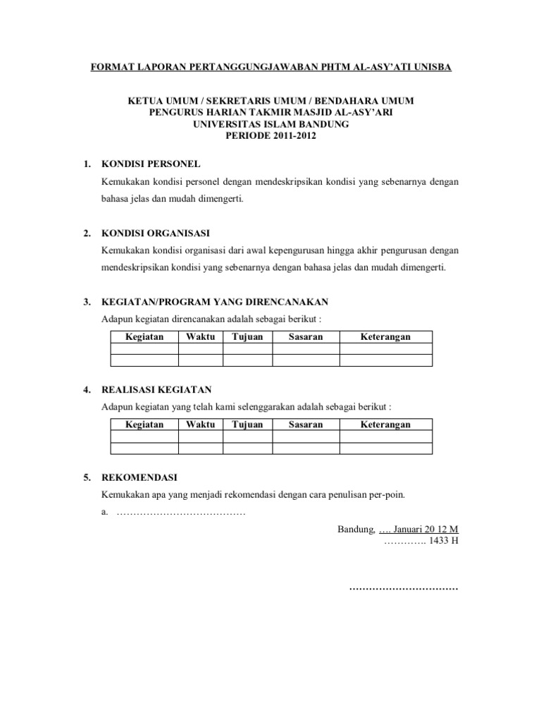 Format Laporan Pertanggungjawaban