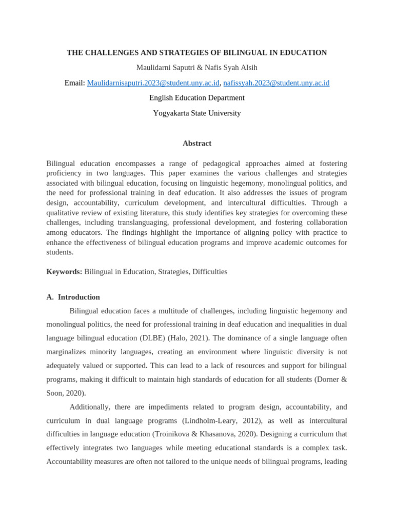 Bilingual Education: Challenges & Strategies | PDF | Multilingualism ...