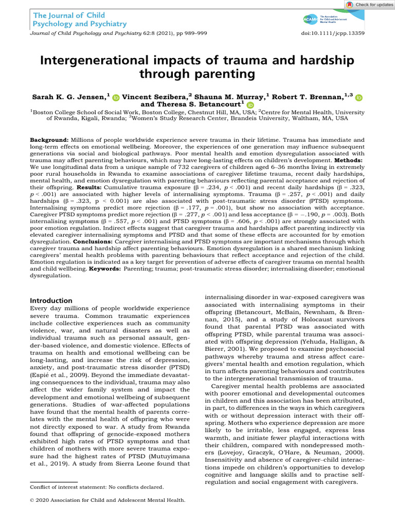 Intergenerational Trauma's Impact on Parenting | PDF | Psychological ...