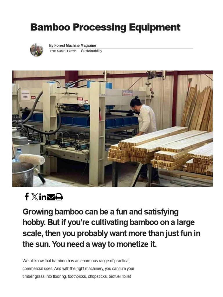 Bamboo Processing Equipment Guide | PDF | Bamboo | Charcoal