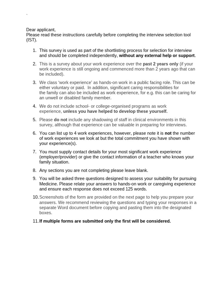Interview Selection Tool Instructions | PDF | Caregiver | Health Care
