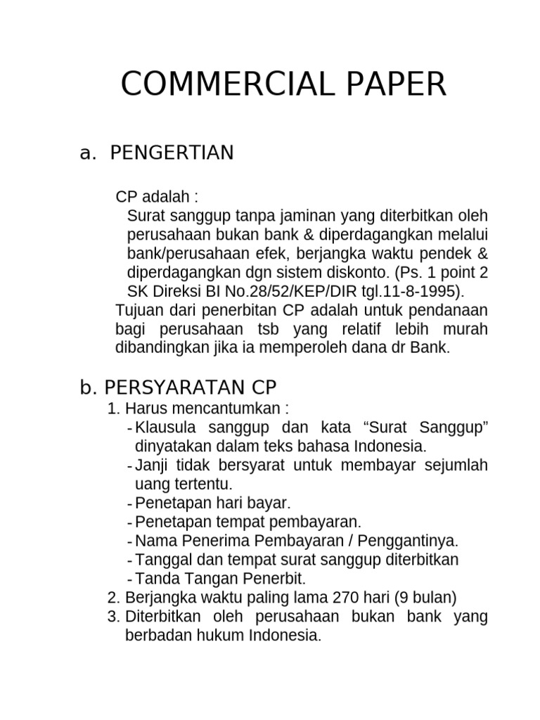 Commercial Paper 1 | PDF