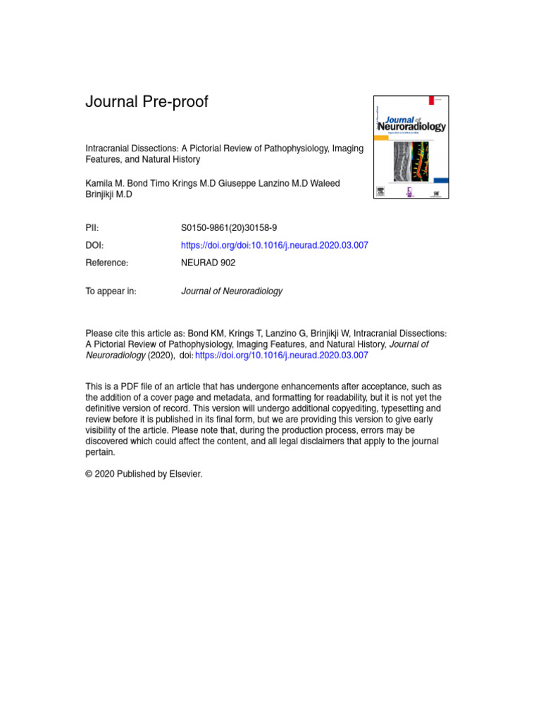 Intracranial Dissections - A Pictorial Review of Pathophysiology ...