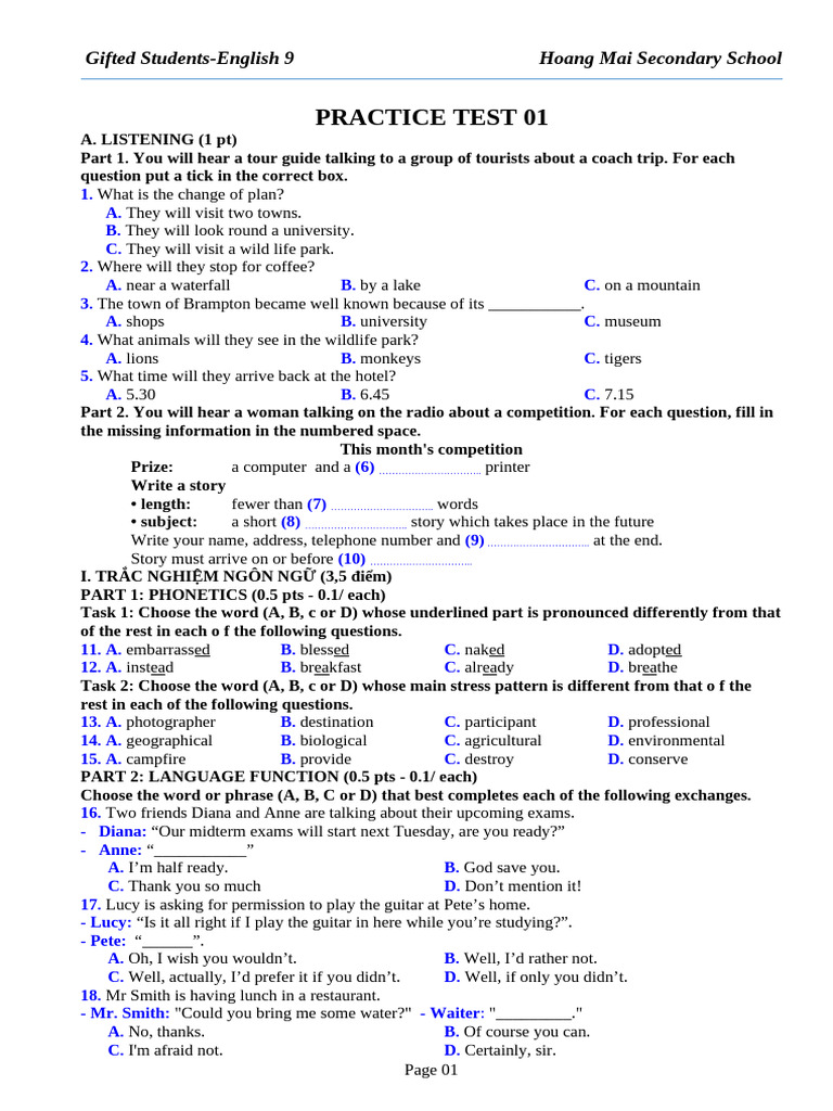 English 9 Practice Test Overview | PDF | Atmosphere Of Earth | Air ...