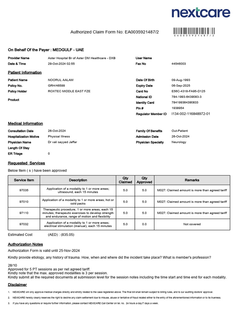 Medical Claim Authorization Form EA0035921487 | PDF | Patient | Health Care